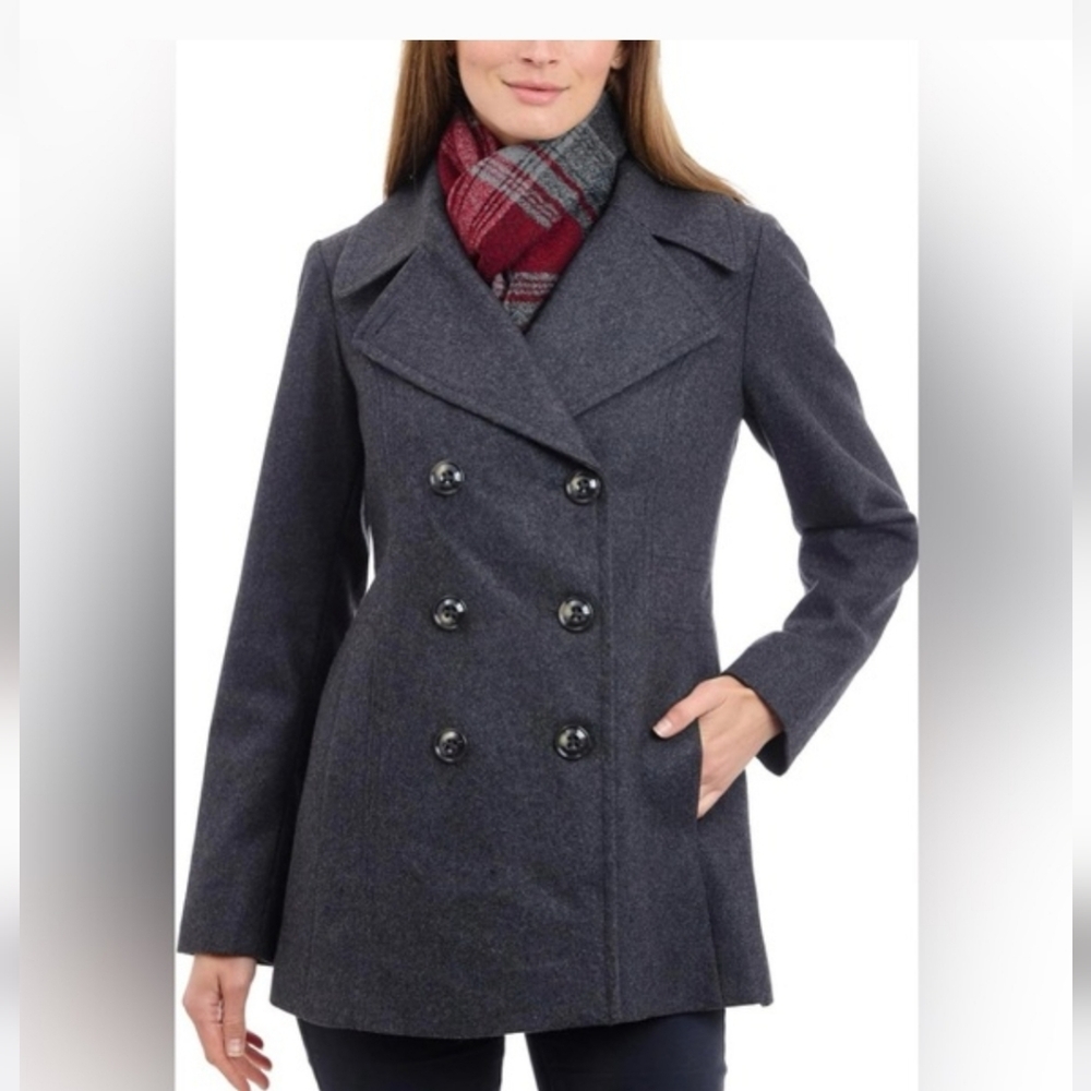 London Fog Women's Gray Double-Breasted Coat